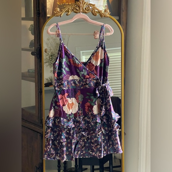 NWT Band of the Free MARGAUX PURPLE MIXED FLORAL MINI Ruffle Boho DRESS - Picture 3 of 11
